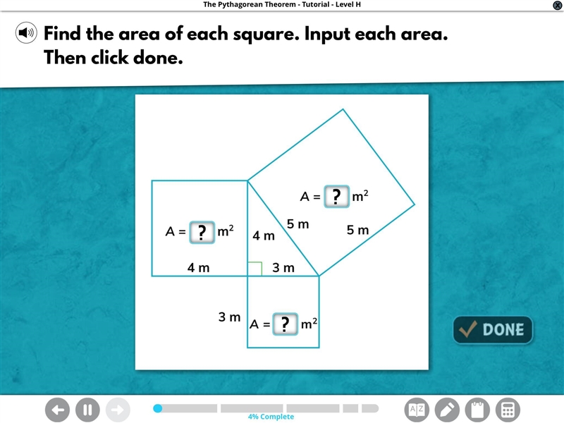 Find the area of each square. And input each area-example-1