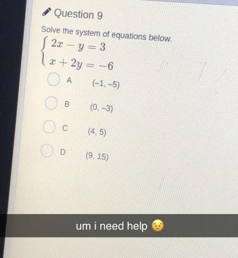 15 points! :( help asap!:( (-1,-5) (0,-3) (4,5) (9,15)-example-1