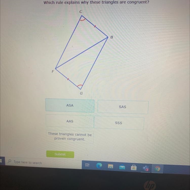 Which rule explains why these triangles are congruent ?-example-1