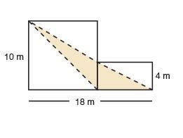 The figure is made up of a square and a rectangle. Find the area of the shaded region-example-1