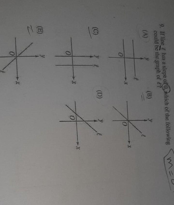 If the line L has a slop of 0, which of the following could be the graph for L? ​-example-1