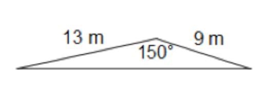 Find the area of the triangle. Round your answer to the nearest tenth. A) 101.3 m-example-1