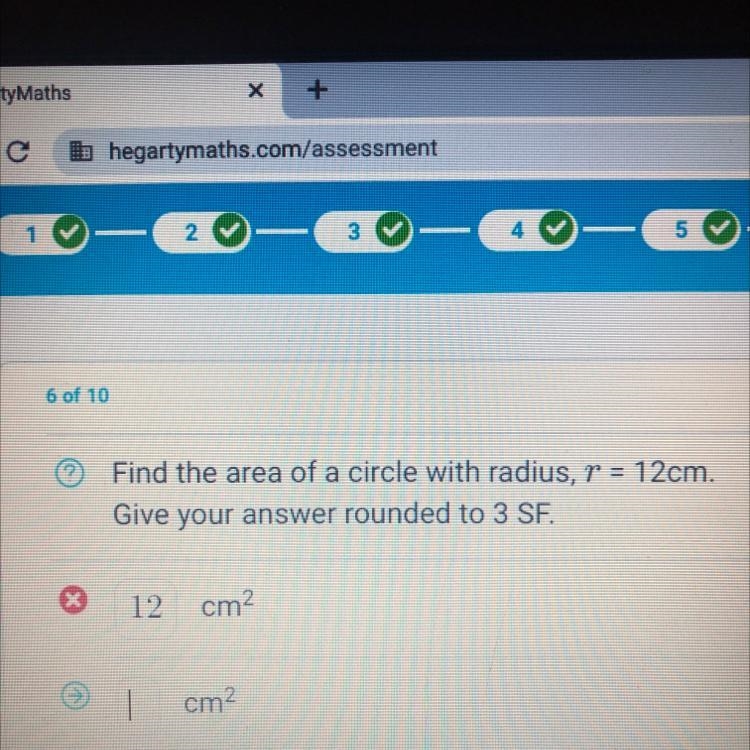 Find the area of a circle with radius = 12cm give your answer rounded to 3SF-example-1