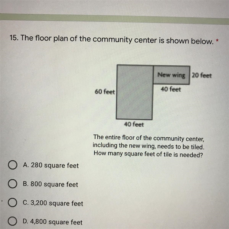 15. The floor plan of the community center is shown below. * The entire floor of the-example-1