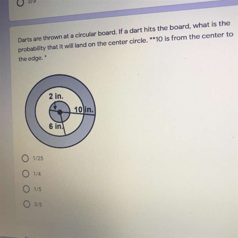 Darts are thrown at a circular board. If a dart hits the board, what is the probability-example-1