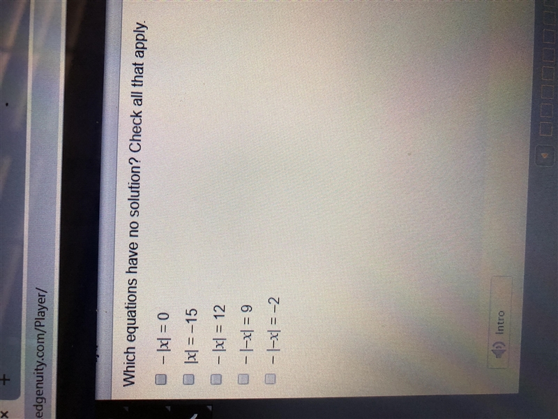 25 points!!!! which equation have no solution ? check all that apply-example-1