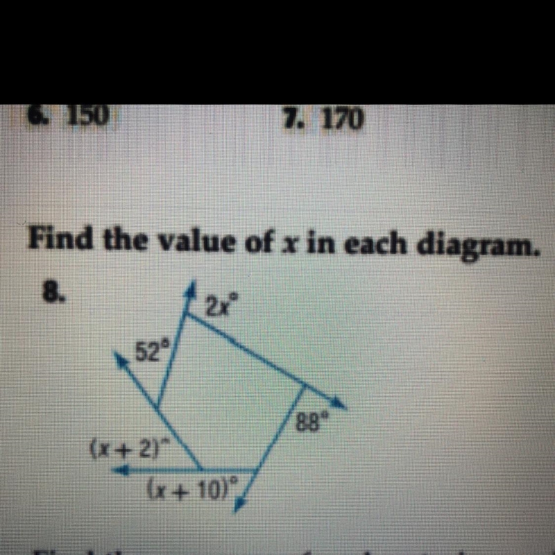 How do I find the value of x in each diagram?-example-1