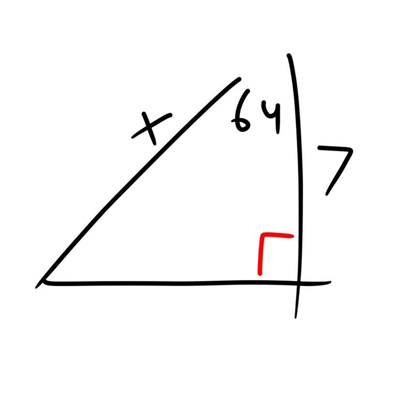 Find the hypotenuse of a right triangle with the side length of 7 and an angle of-example-1