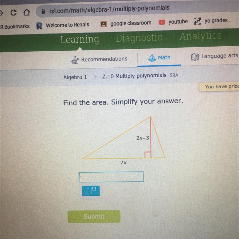 Find the area. simplify your answer.-example-1