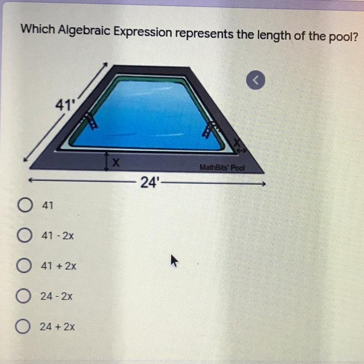 I need the expression that represents the length of the pool-example-1