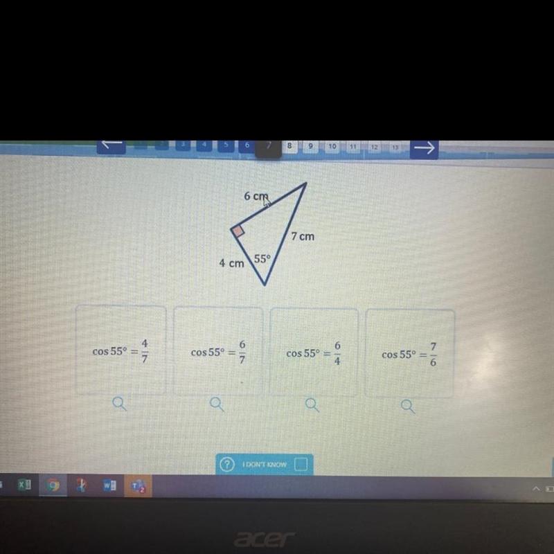 What is the cosine ratio for this triangle?-example-1