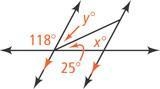 Please help! Find the values of x and y in the diagram below.-example-1