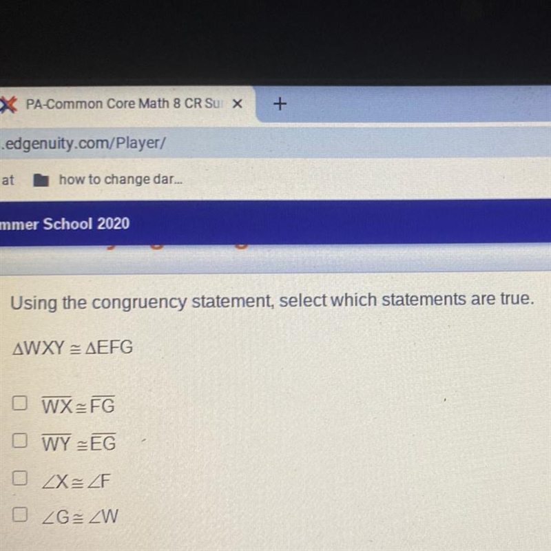 Using the congruency statement, select which statements are true.-example-1