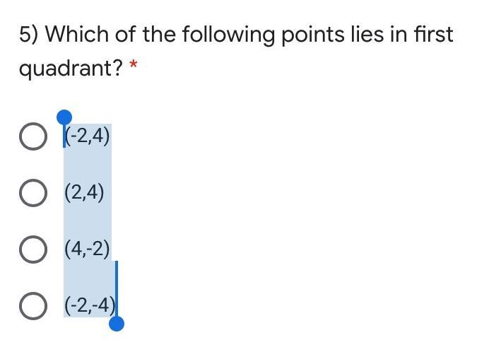 Which of the following lies in first quadrant-example-1