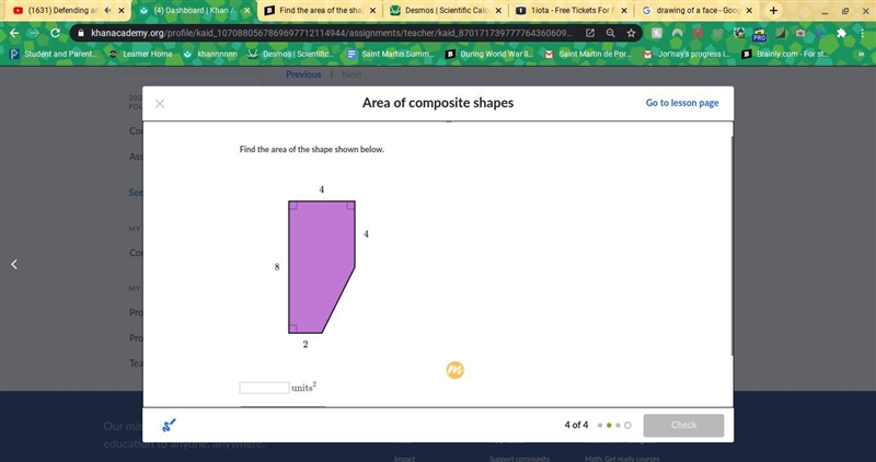 Find the area of the shape shown below-example-1