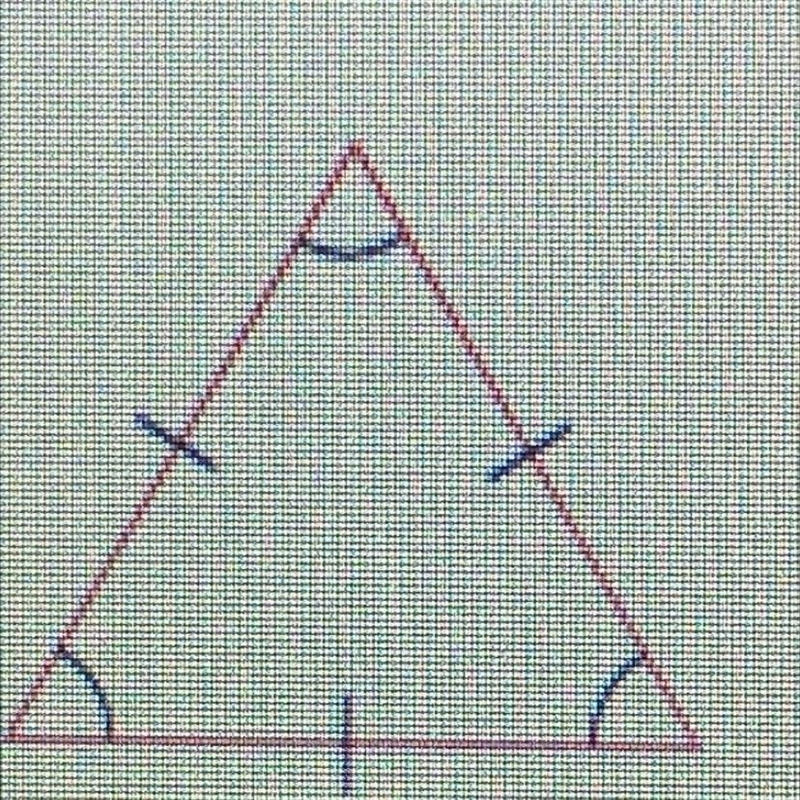 Classify the following triangle. Check all that apply. A. Isosceles B. Equilateral-example-1