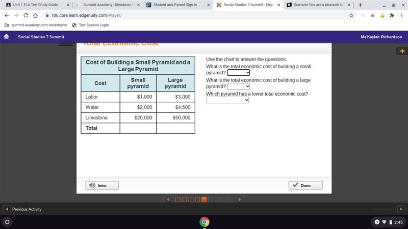 T table Use the chart to answer the questions. What is the total economic cost of-example-1