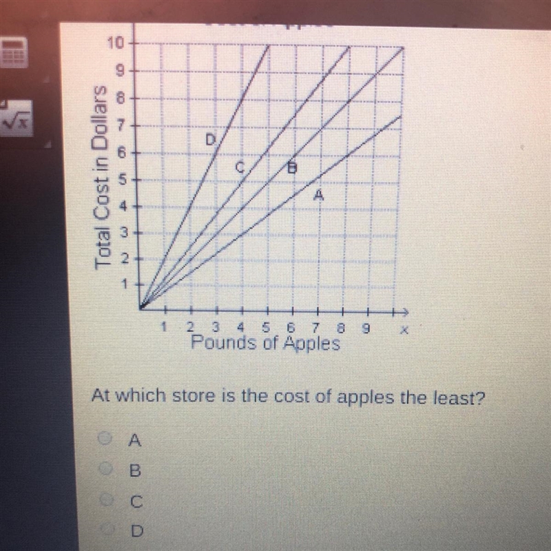 At which store is the cost of apples the lest-example-1