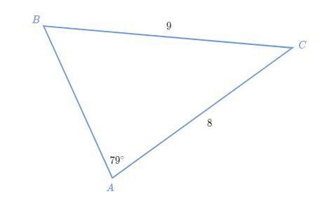 Find the measure of angle b. Note that the measure of angle b is acute. Round to the-example-1