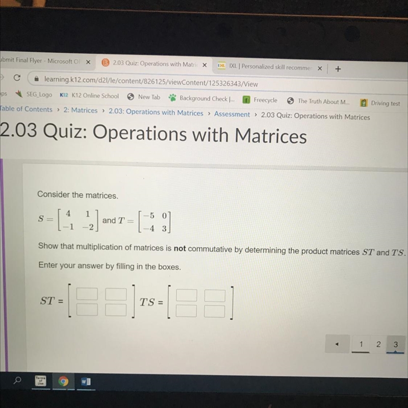 Consider the matrices-example-1