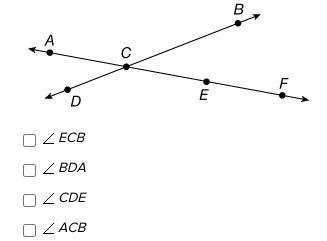 Select all that apply. Which of the following name an angle in the drawing?-example-1