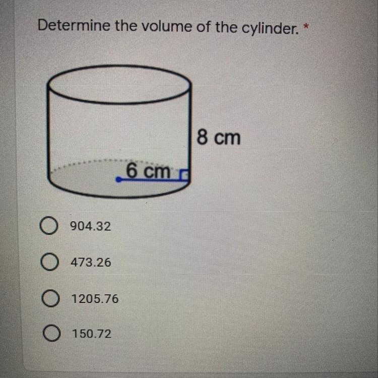 Determine the volume of the cylinder-example-1