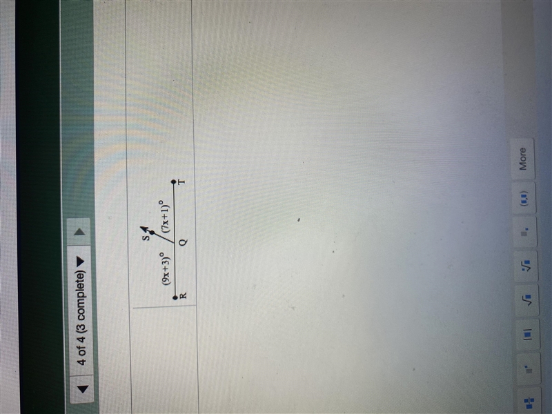 How many degrees is angle RQS and Angle TQS?-example-1