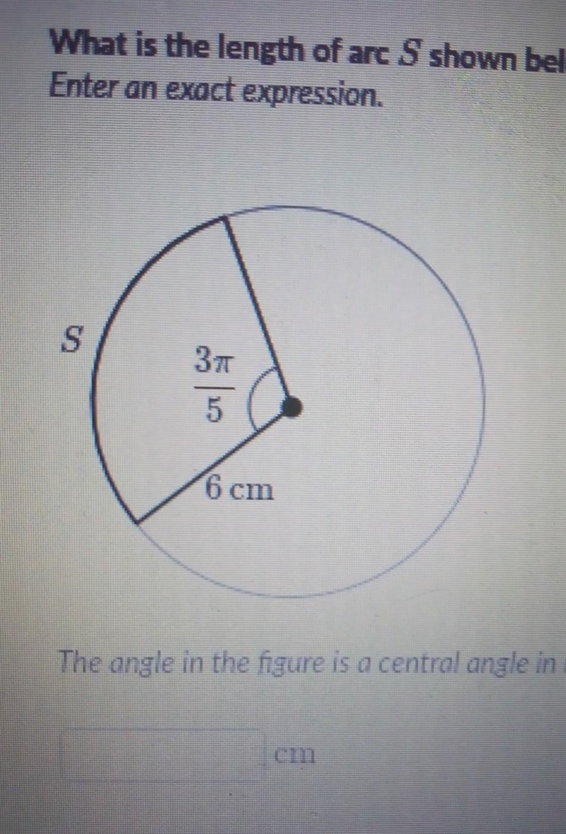 What is the length of arc S? angle in radians ​-example-1