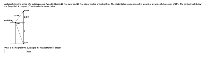 What is the height of the building to the nearest tenth of a foot? (This is timed-example-1