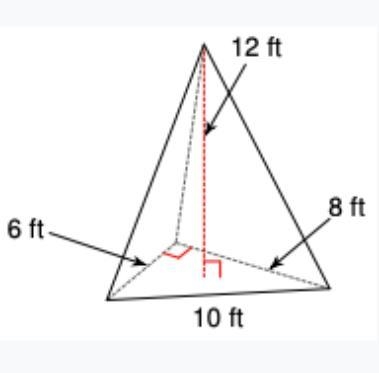 HELP PLEASE.... Find the volume of this triangular pyramid Volume = 1/3(Area of Base-example-1