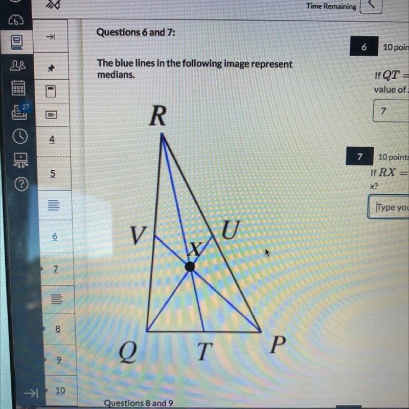 If RX=12x + 9 and RT=36, what is the value of x?-example-1