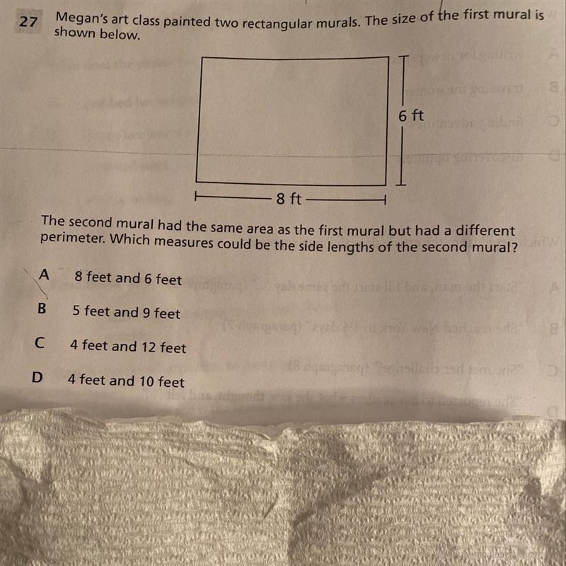 Megan’s art class painted two regular murals.The size of the first mural is shown-example-1