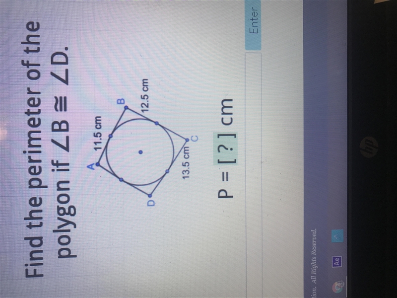 GEOMETRY: Find the perimeter of the polygon if Angle B is congruent to Angle D-example-1