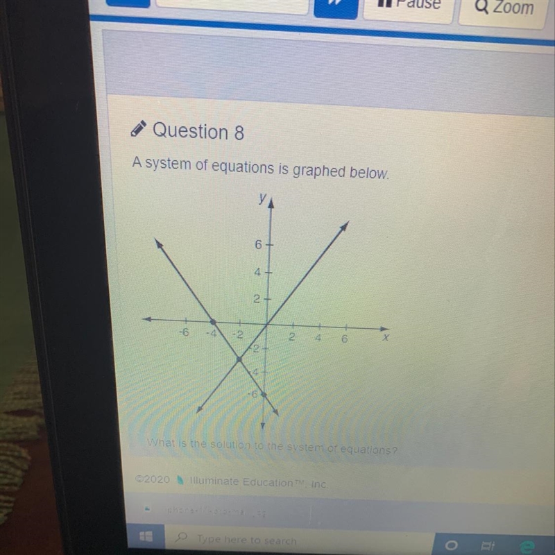 Quesuon o A system of equations is graphed below. -6 -4 -2-example-1