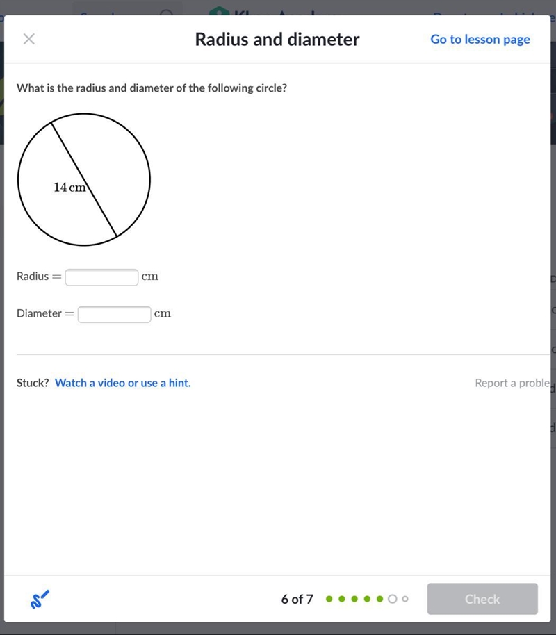 What is the radius and diameter of the following circle?-example-1