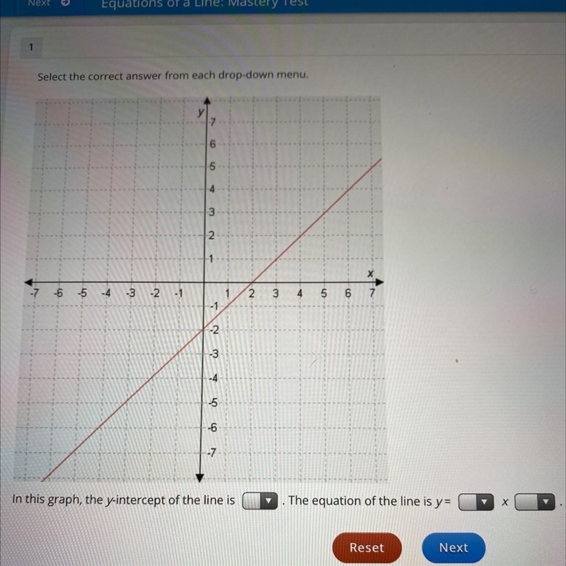 NEED HELP ASAP in this graph, the y-intercept of the line is ___. The equation of-example-1