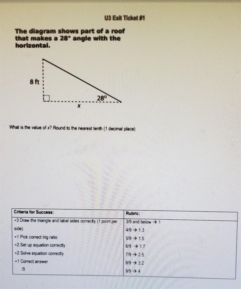 What is the value of x? Round to the nearest tenth(1 decimal place)​-example-1