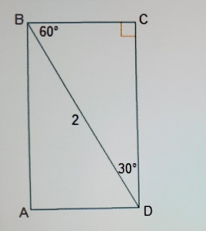 What is the length of line segment AB? The diagonal of rectangle ABCD measures 2 inches-example-1