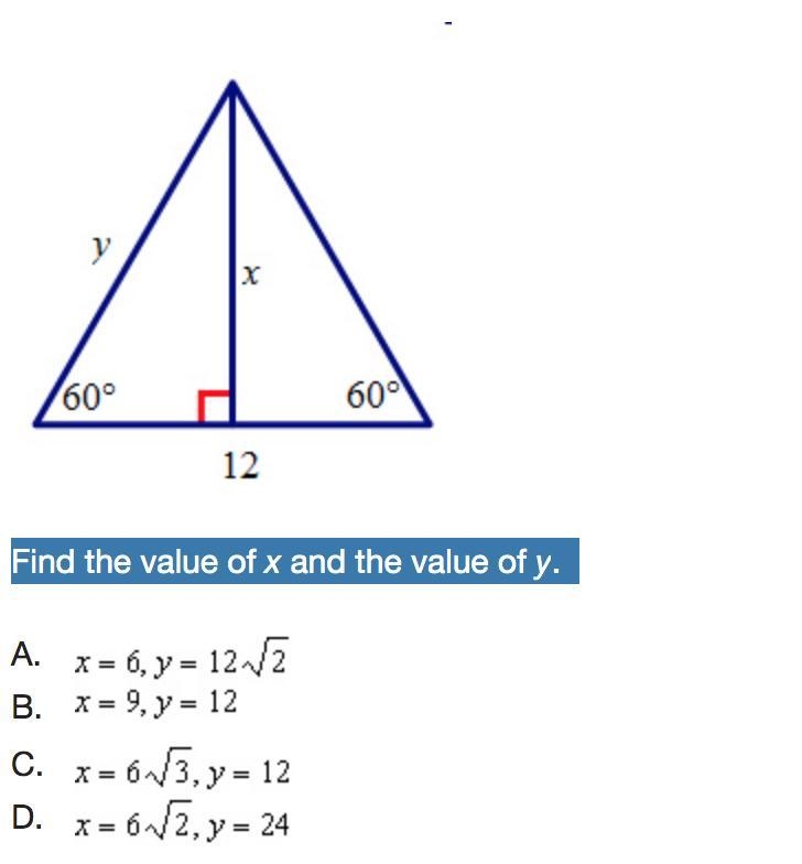 PLEASE HELP!!! Find the value of x and the value of y.-example-1