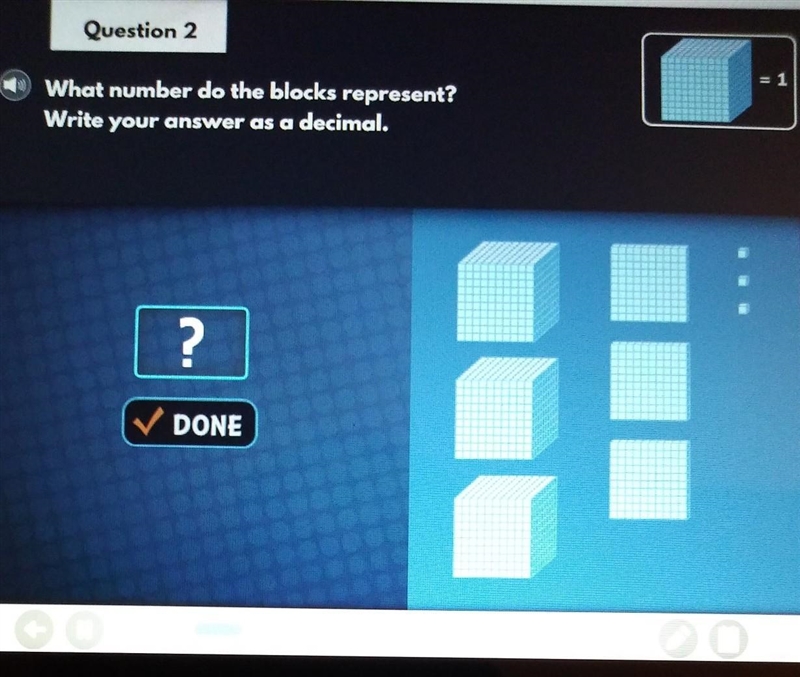 What number do the blocks represent? Write your answer as a decimal. ​-example-1