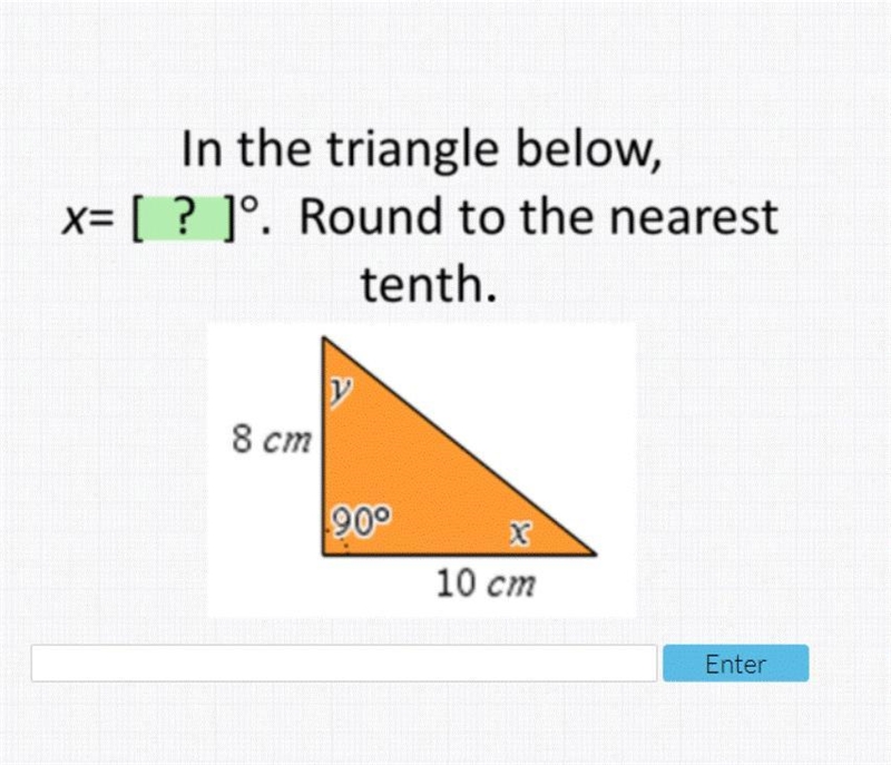 What is x on this right triangle? Round to the nearest tenth.-example-1