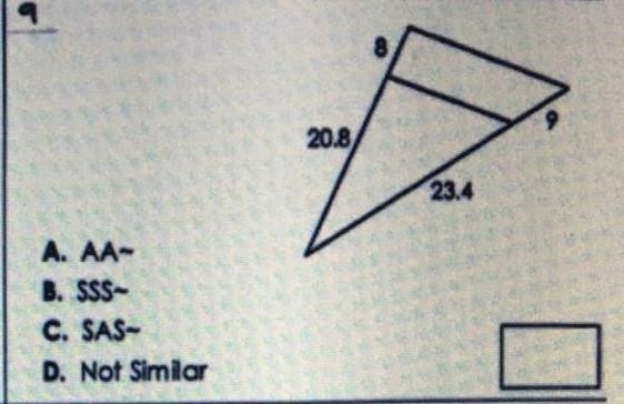 HELP ASAP!!! determine how if possible the triangles are similar​-example-1