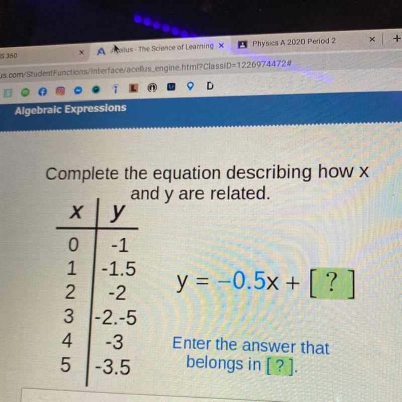 URGENT! Complete the equation describing how ex and Y related! Help on the last part-example-1