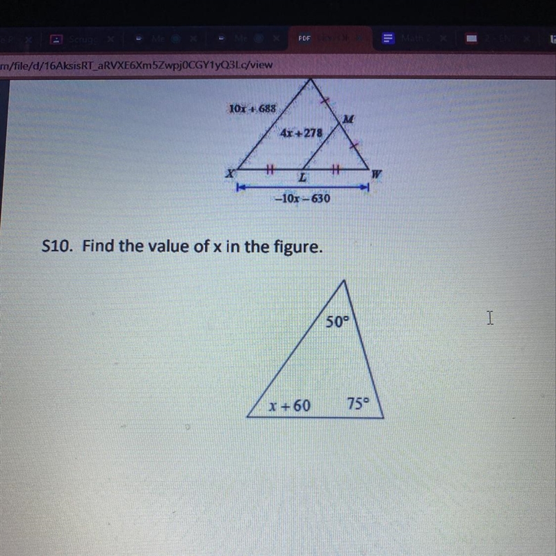 $10. Find the value of x in the figure.-example-1