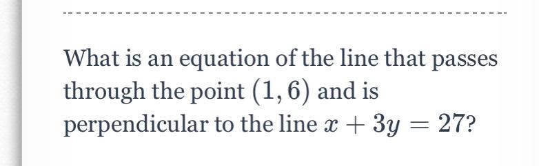 Plzzzz help ASAP. What is an equation of the line that passes through the point (1,6) and-example-1