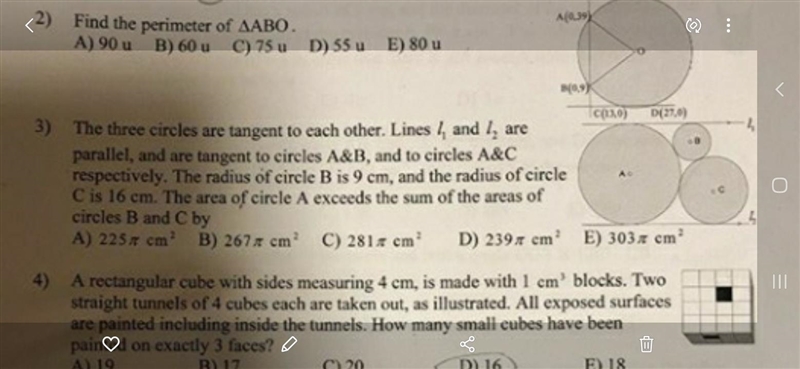 How do you find the area of Circle a that is tangent to two parallel line and circle-example-1