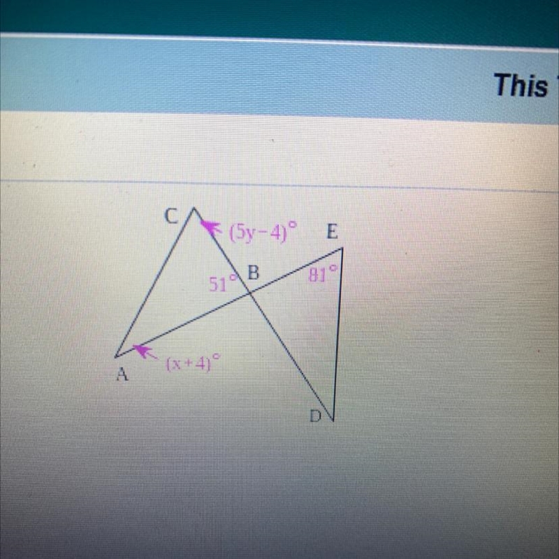 If ABC is congruent to DBE find x-example-1