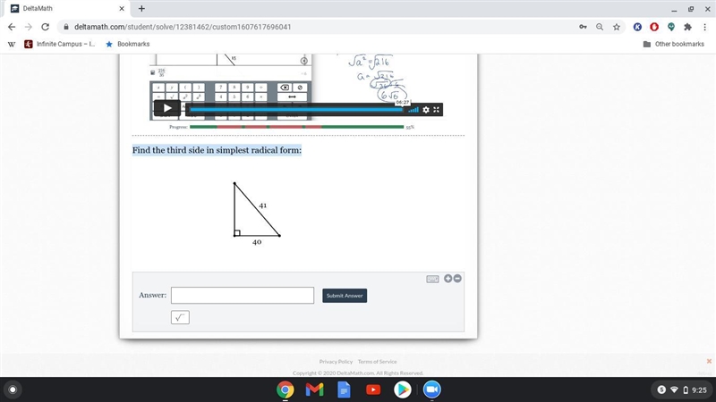 Find the third side in simplest radical form:-example-1