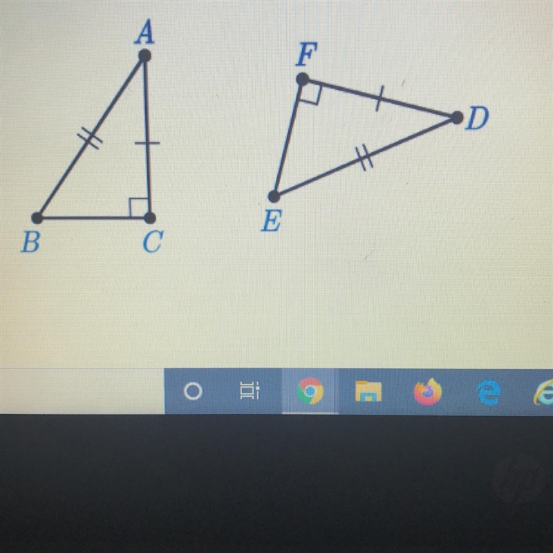 Are triangles ABC and DEF congruent? Explain.-example-1