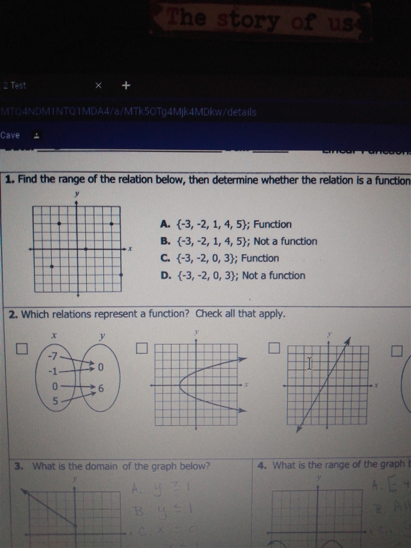 Find the range of the relation below then to determine whether the relation is a function-example-1